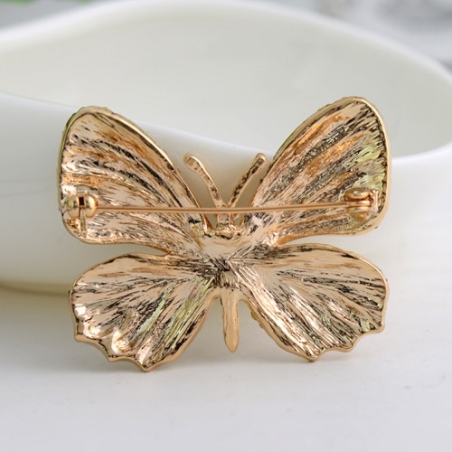 goudkleurige dames luxe broche vlinder met zirkonia