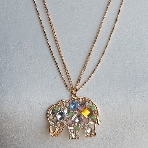 Persoonlijkheid goudkleurige ketting olifant kristals
