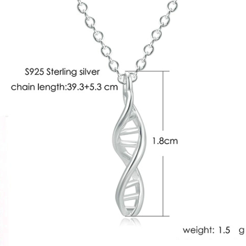 zilveren ketting DNA double helix S925