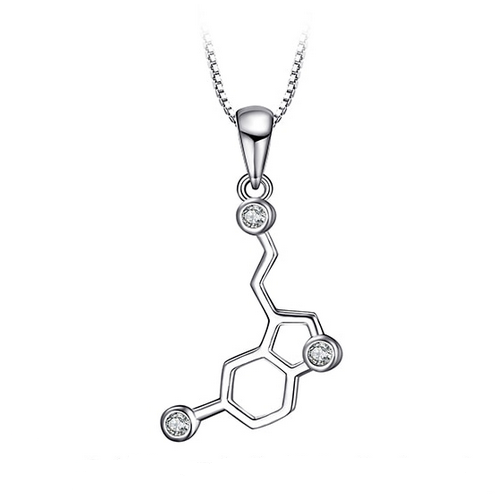 zilveren ketting Serotonine moleculaire structuur hanger S925