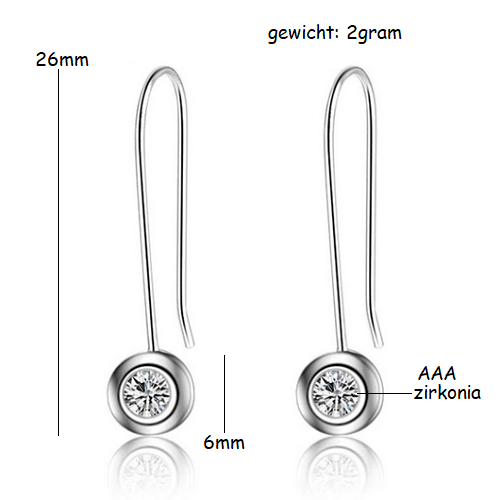 zilveren lange oorbellen met zirkonia S925