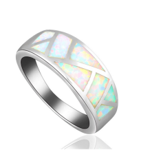 Verzilverd opaal ring witte vuur vintage patroon