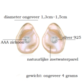 Parel oorbellen natuurlijke zoetwater parels oorknopjes met zirkonia