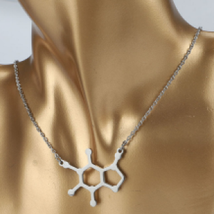 Unisex ketting coffeine moleculaire structuur RVS 50cm