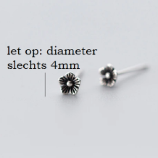 zilveren oorbellen shabby chic bloemetje zilver 925