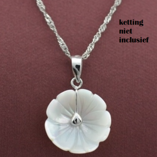 zilveren-ketting-hanger-natuurlijke-parel-schelp-bloem