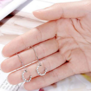 zilveren halfopen bling bling gekartelde ringtjes oorbellen met zirkonia S925