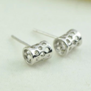 zilveren oorbellen dames oorbellen knopjes zilver 925 vintage patronen buisje met gaten