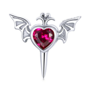 zilveren oorbellen vleermuis vleugels oorstekers met hart vorm zirkonia zilver 925